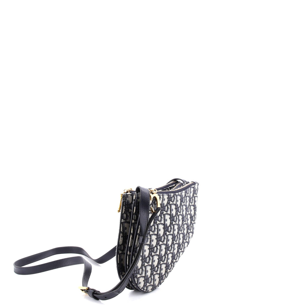 Saddle Triple Zip Crossbody Pouch Oblique Canvas