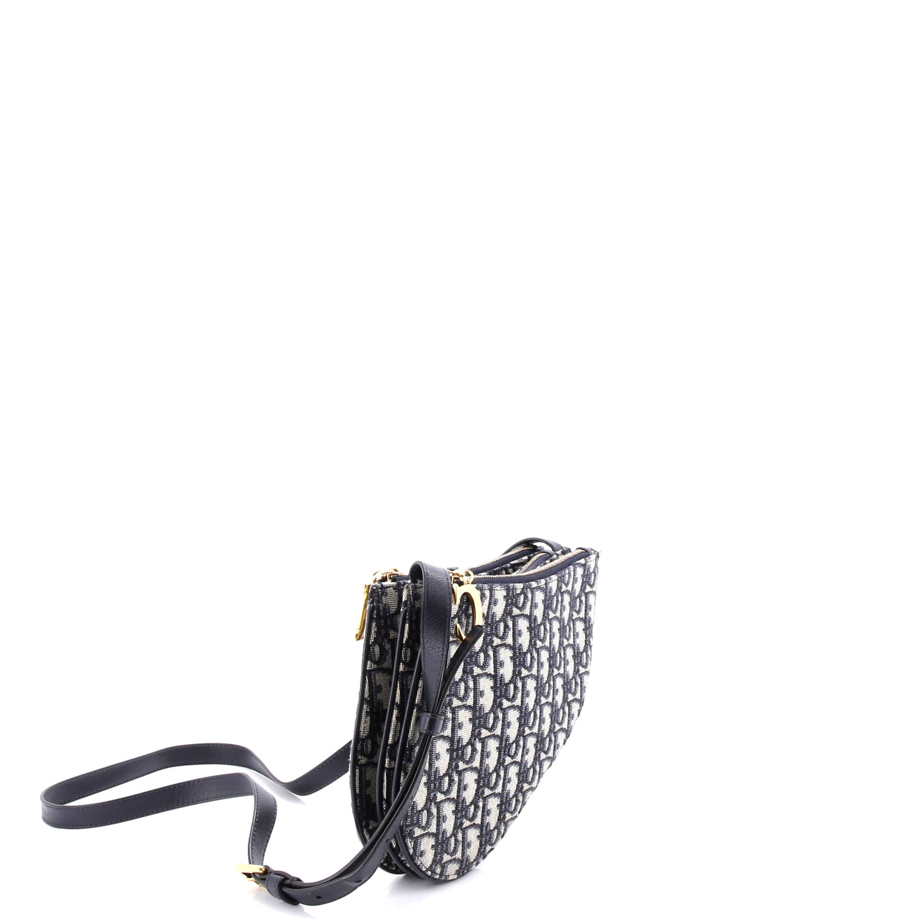 Saddle Triple Zip Crossbody Pouch Oblique Canvas