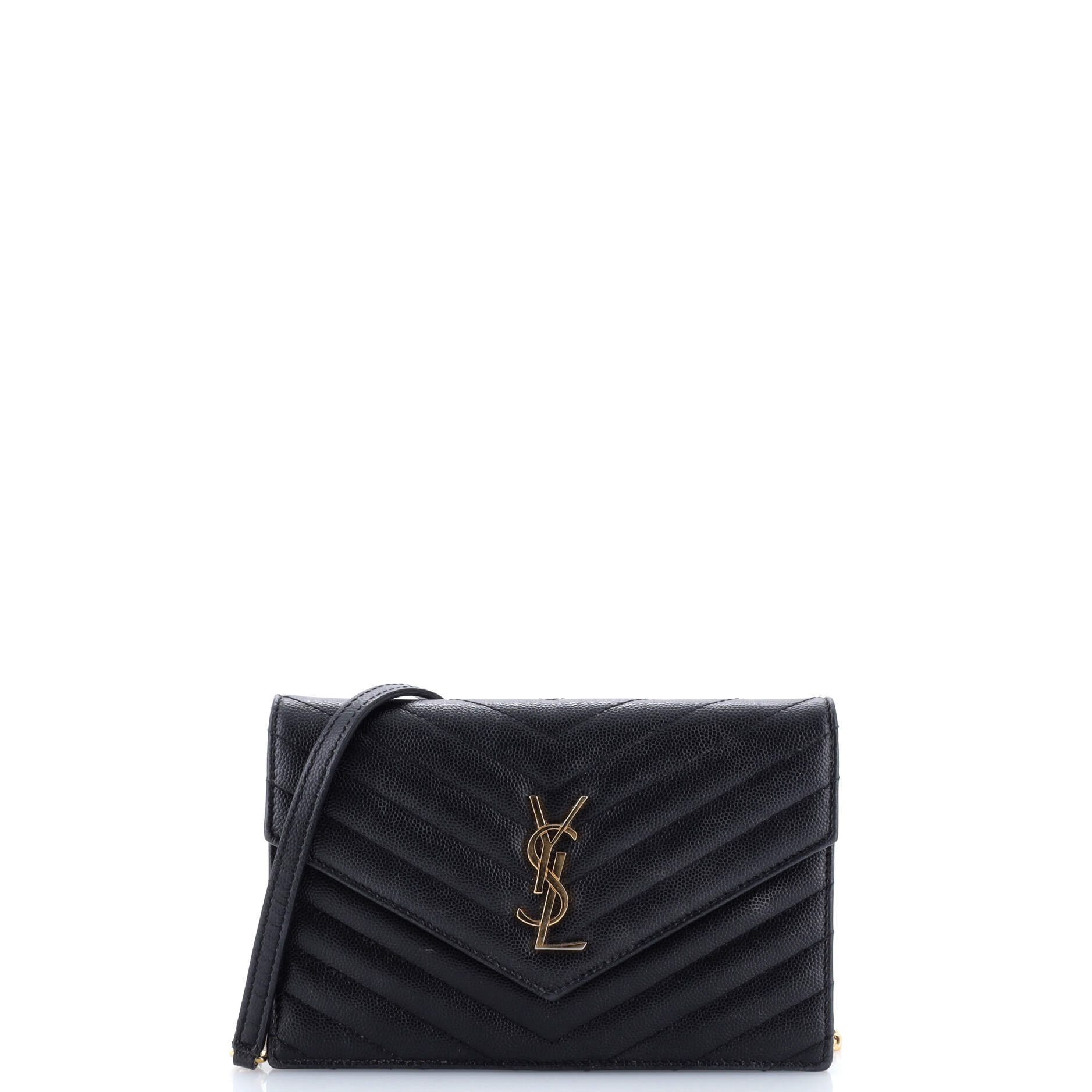Classic Monogram Wallet on Chain Matelasse Chevron Leather Small