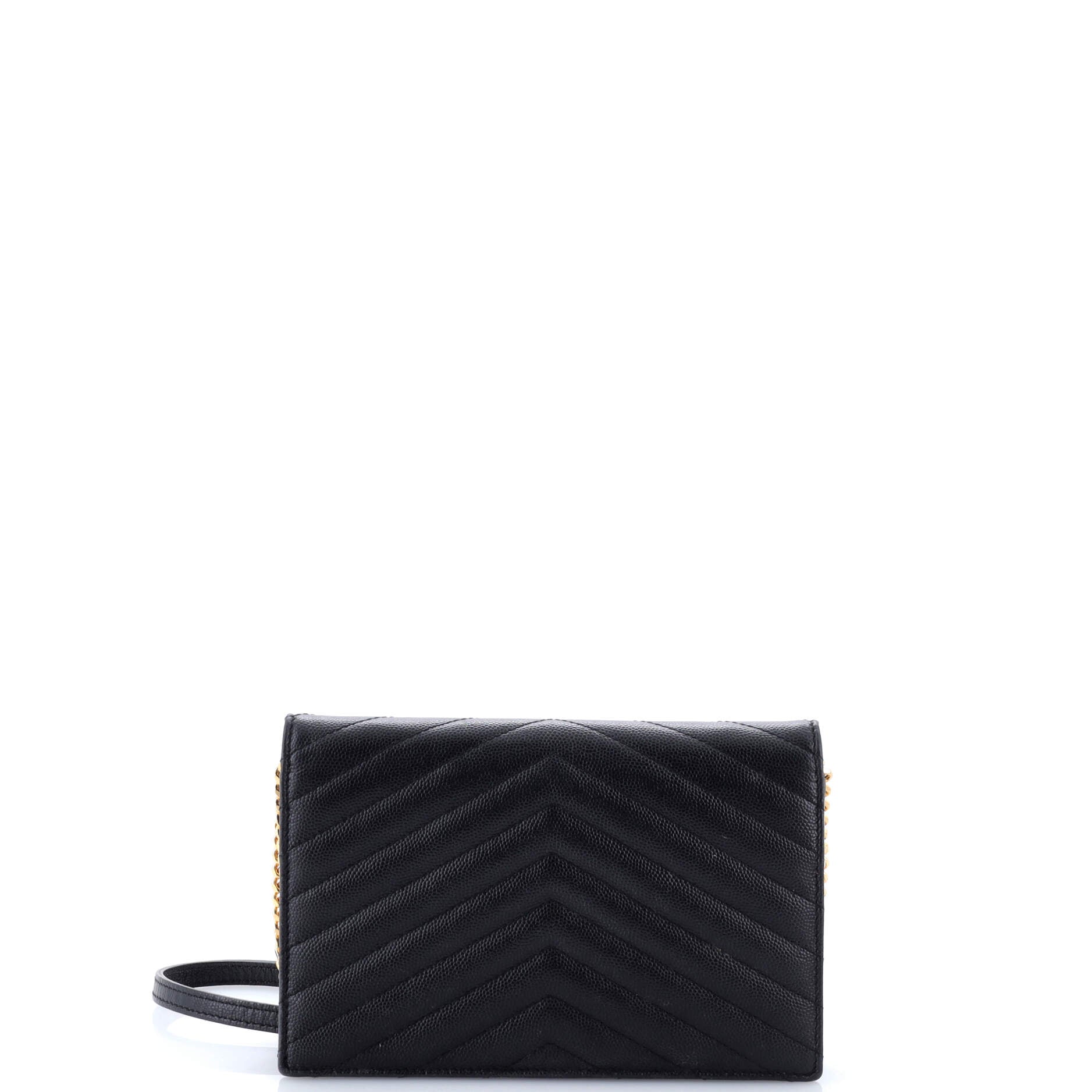 Classic Monogram Wallet on Chain Matelasse Chevron Leather Small