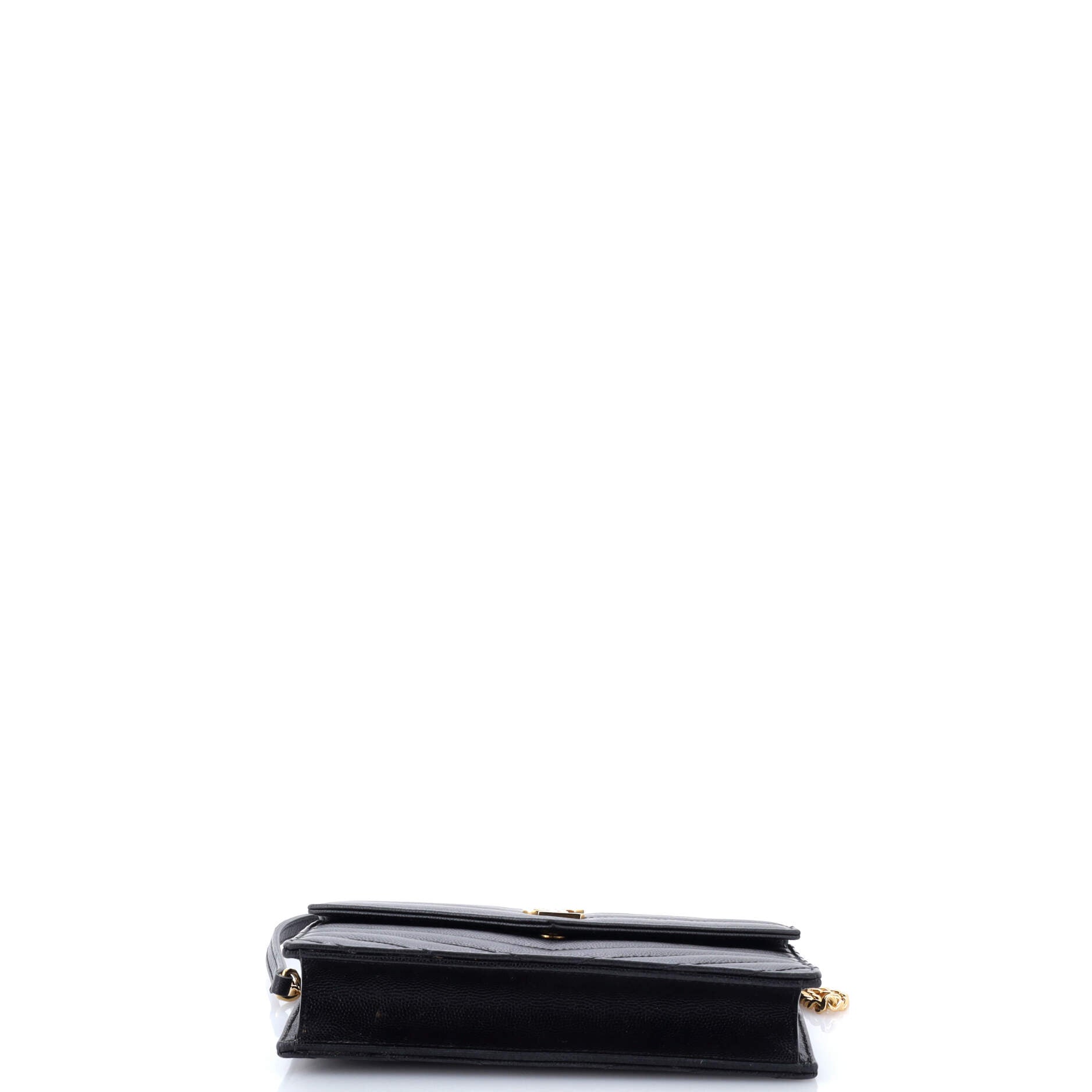 Classic Monogram Wallet on Chain Matelasse Chevron Leather Small