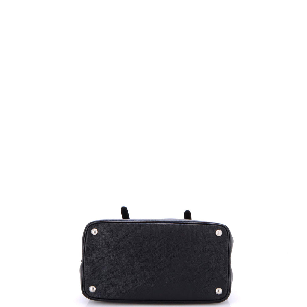 Half Flap Double Turn Lock Satchel Saffiano Leather Medium