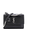 Sunset Crossbody Bag Crocodile Embossed Leather Medium