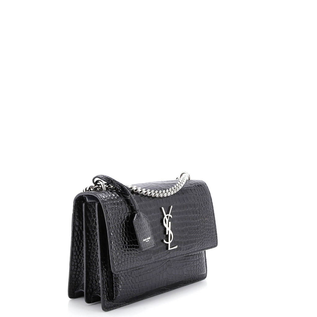 Sunset Crossbody Bag Crocodile Embossed Leather Medium