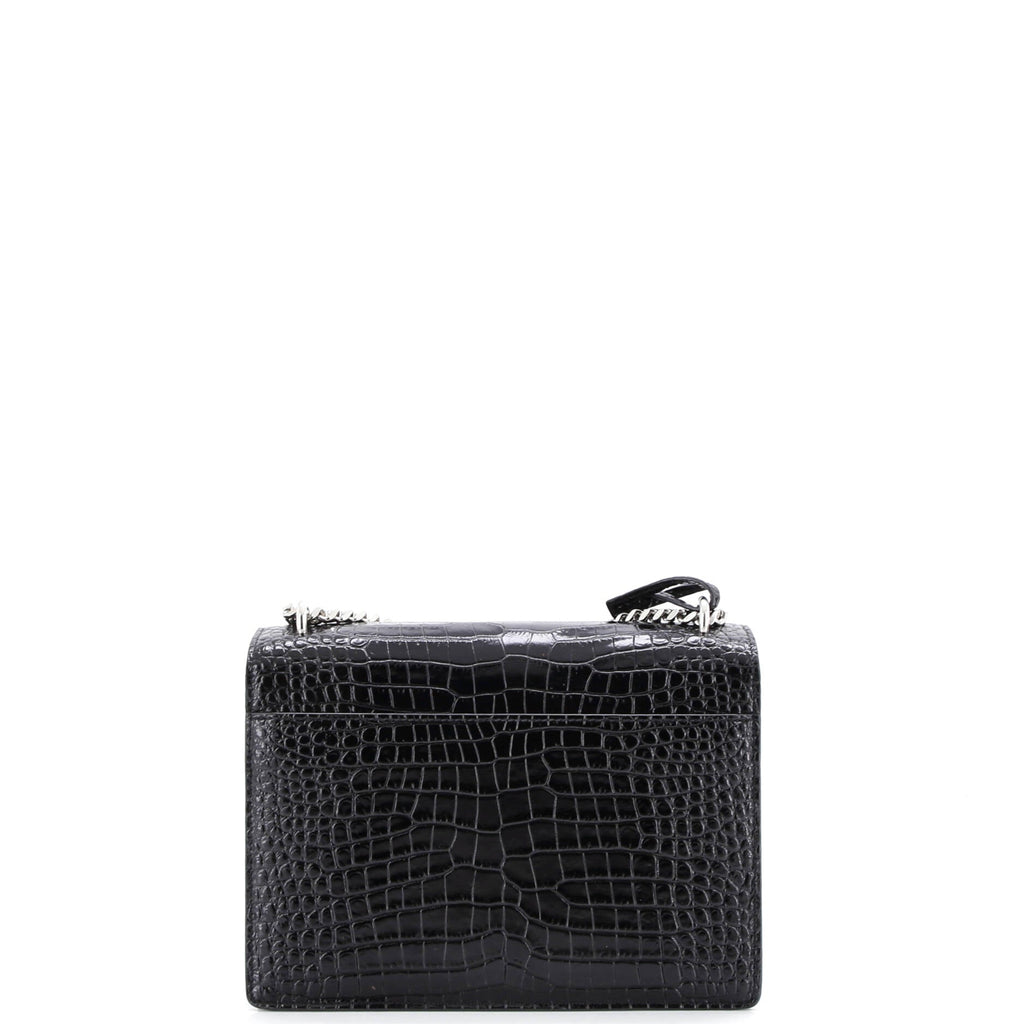 Sunset Crossbody Bag Crocodile Embossed Leather Medium