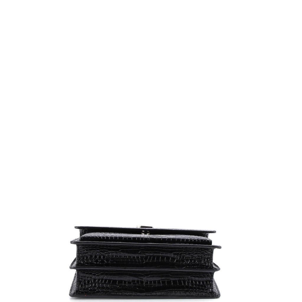 Sunset Crossbody Bag Crocodile Embossed Leather Medium