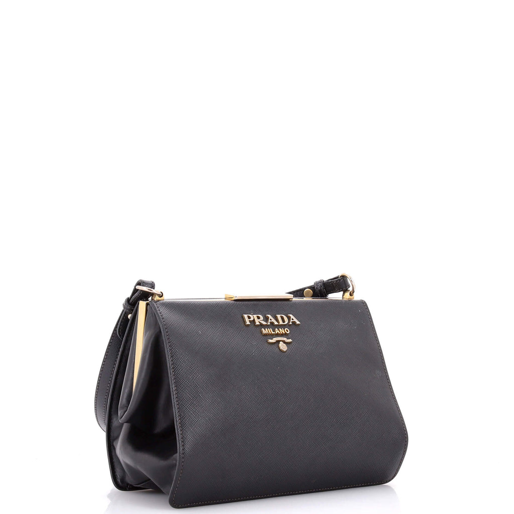Light Frame Shoulder Bag Saffiano Leather Small
