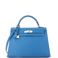 Kelly Handbag Mykonos Epsom with Palladium Hardware 32