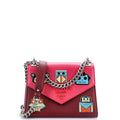 Robot Patches Envelope Flap Chain Shoulder Bag Saffiano Leather Small