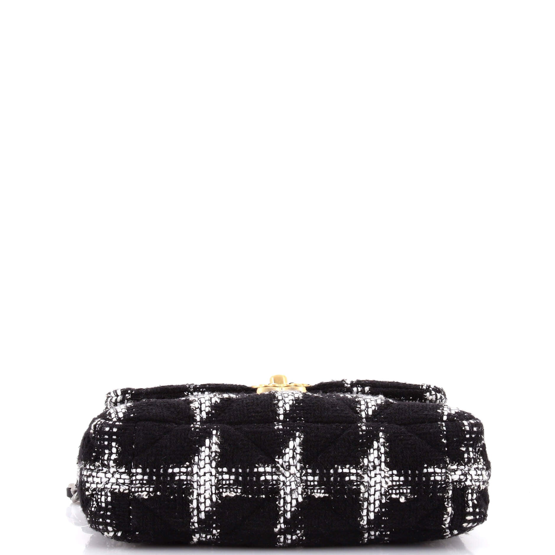 19 Flap Bag Quilted Houndstooth Tweed and Ribbon Medium