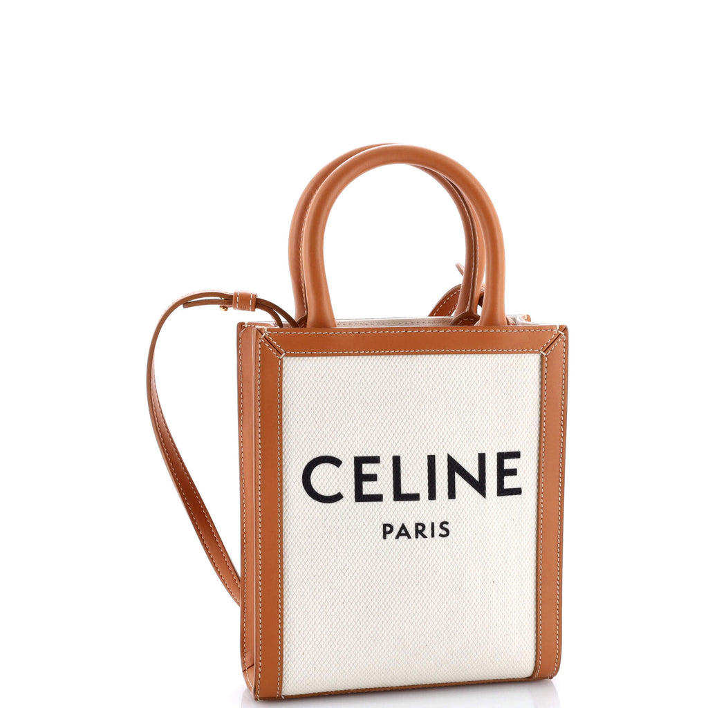 Vertical Cabas Tote Canvas with Leather Mini