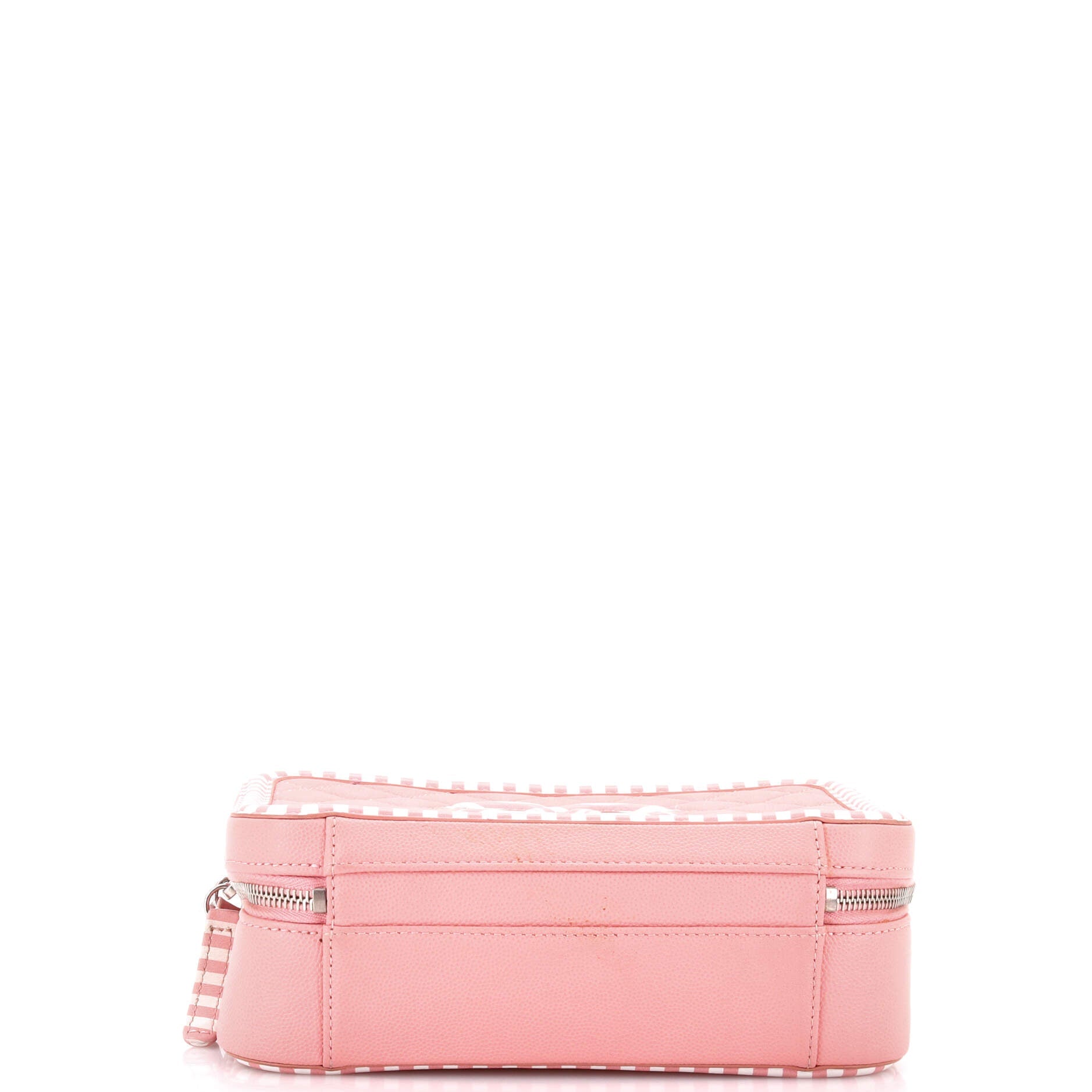Filigree Vanity Case Quilted Caviar with Striped Leather Medium