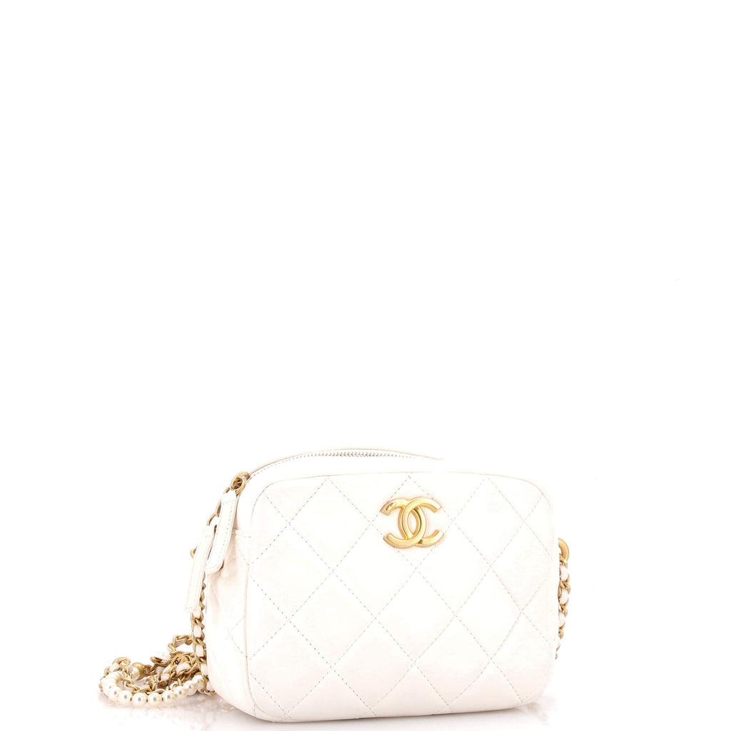 My Perfect Adjustable Chain Camera Bag Quilted Lambskin with Pearls Small