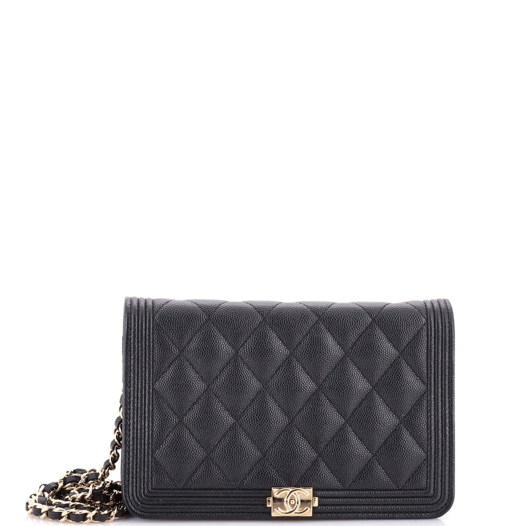 Boy Wallet on Chain Quilted Caviar