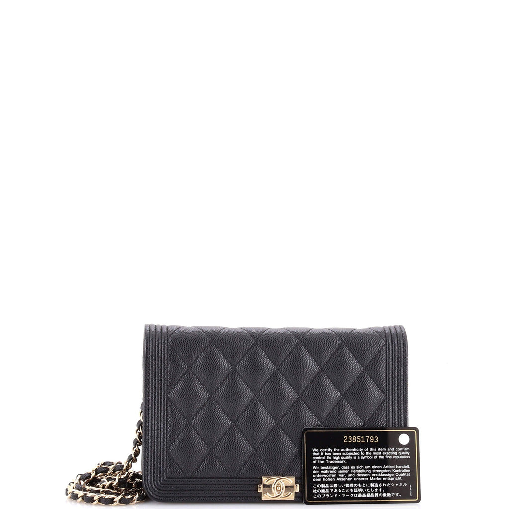 Boy Wallet on Chain Quilted Caviar