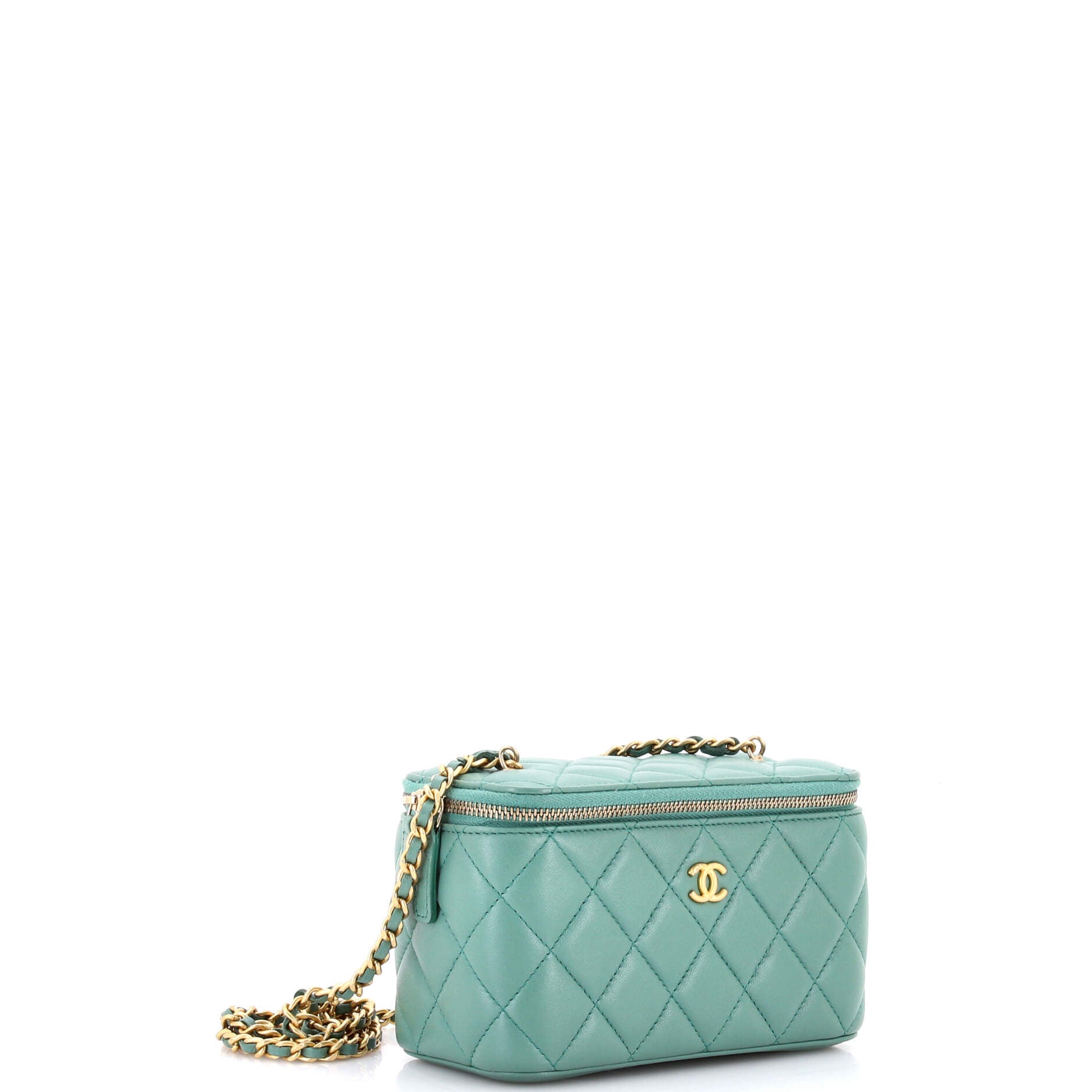 Pearl Crush Vanity Case with Chain Quilted Lambskin Small