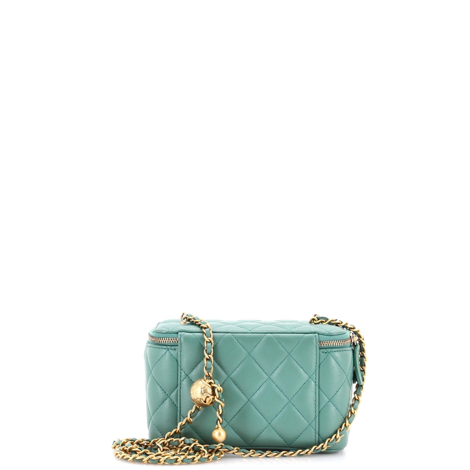Pearl Crush Vanity Case with Chain Quilted Lambskin Small