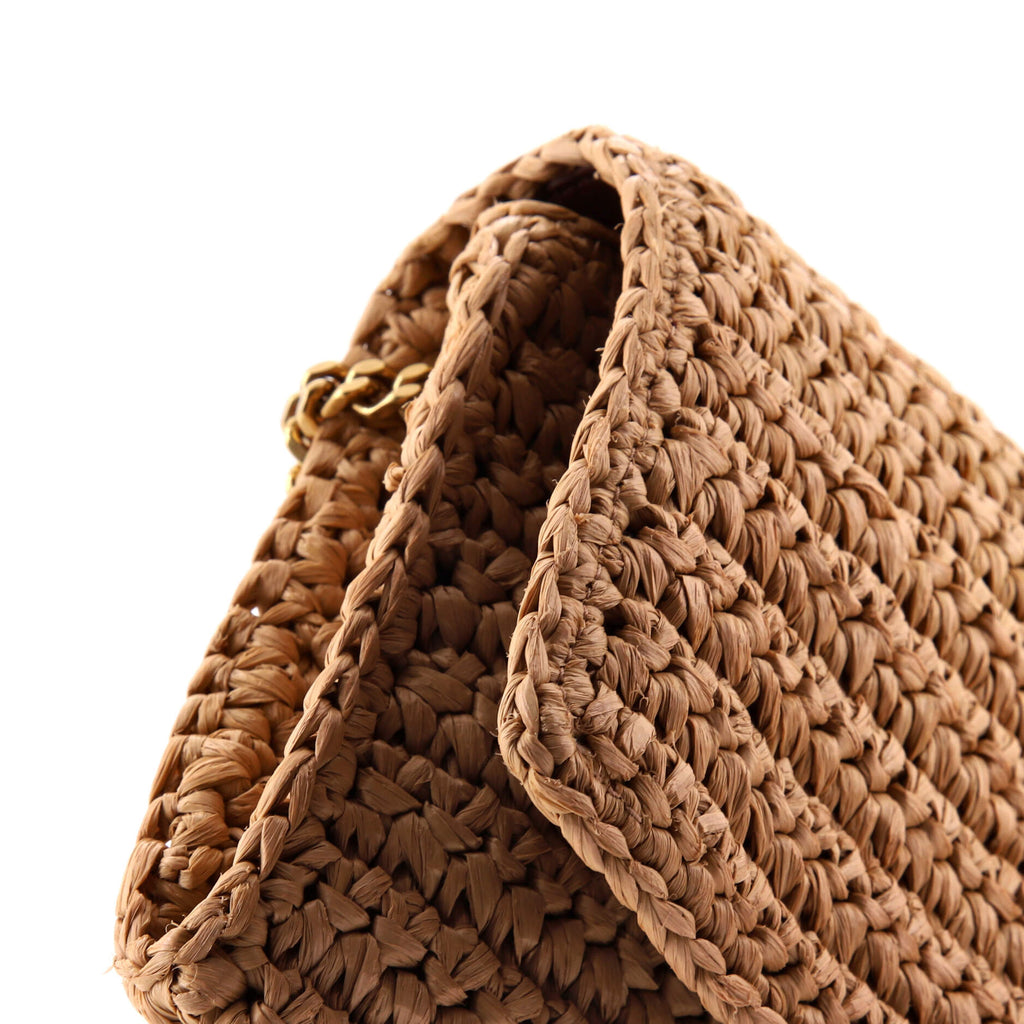 Kate 99 Tassel Flap Bag Woven Raffia Medium