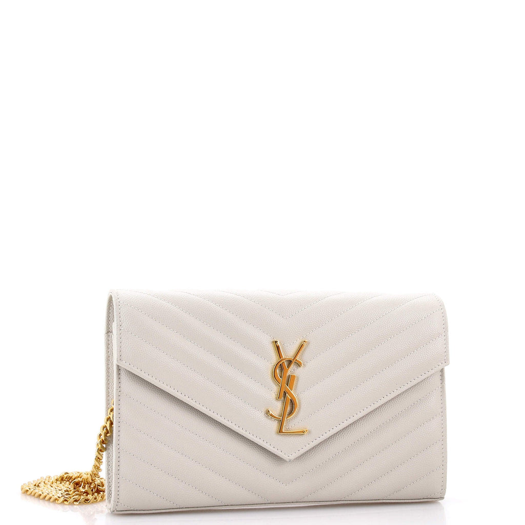 Classic Monogram Wallet on Chain Matelasse Chevron Leather Medium