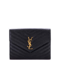 Classic Monogram Envelope Wristlet Clutch Matelasse Chevron Leather