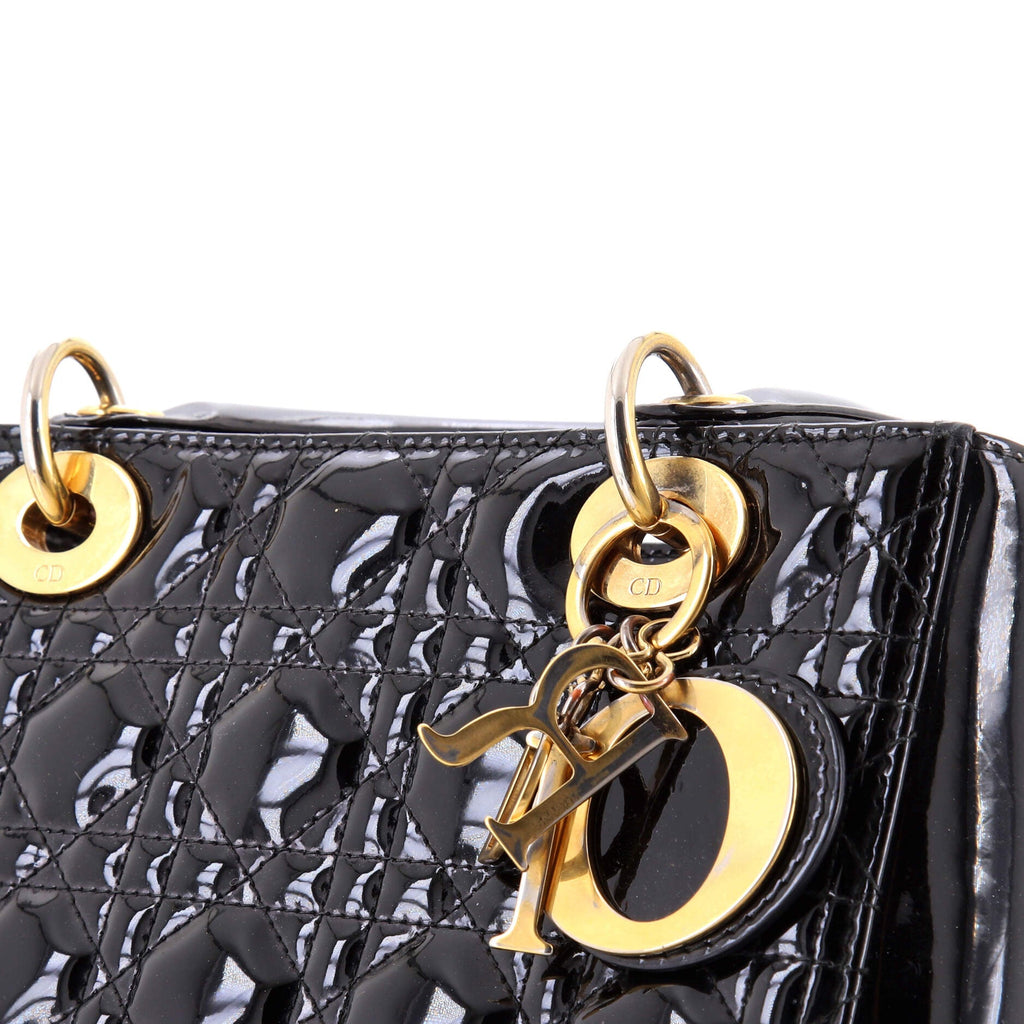 Lady Dior Bag Cannage Quilt Patent Medium