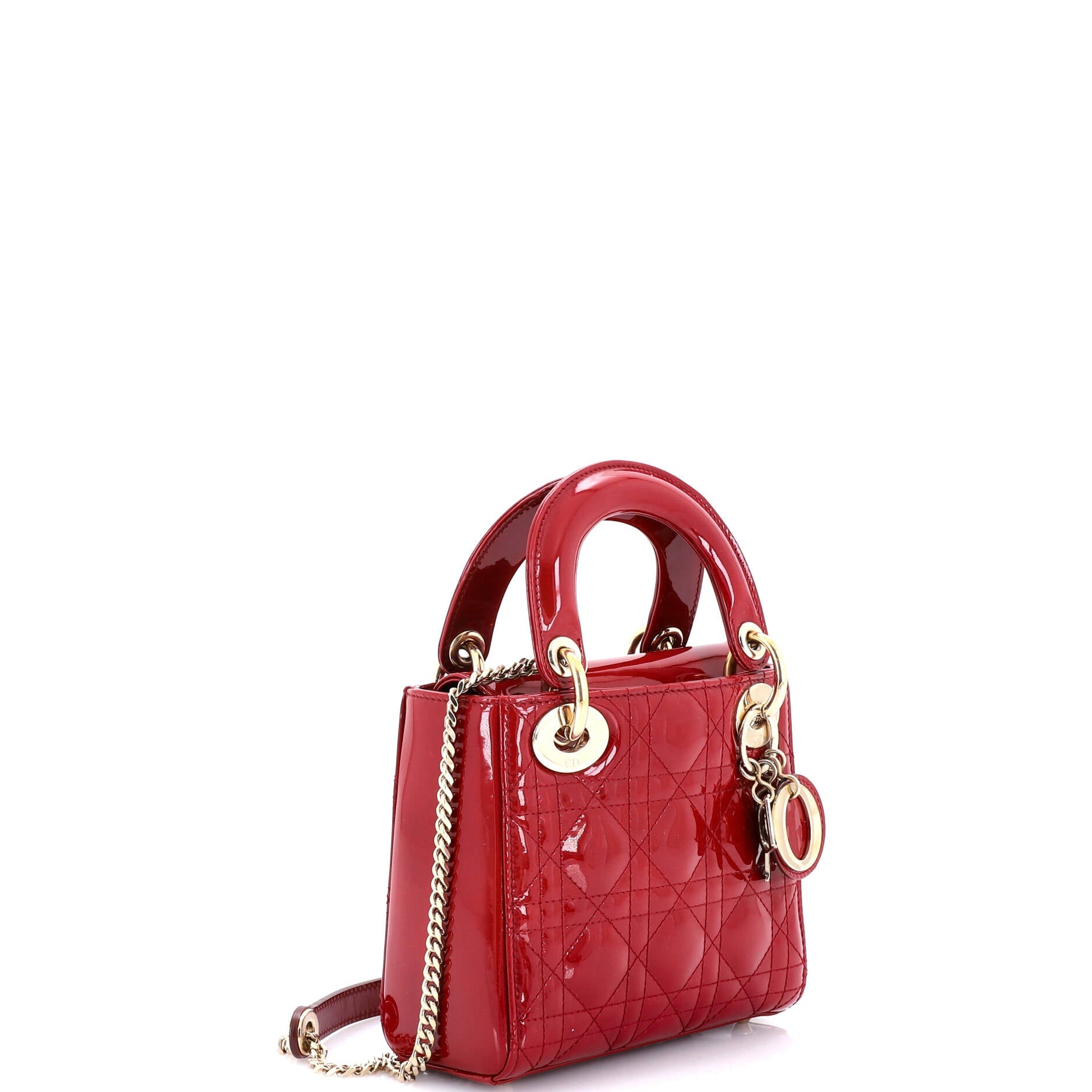 Lady Dior Chain Bag Cannage Quilt Patent Mini