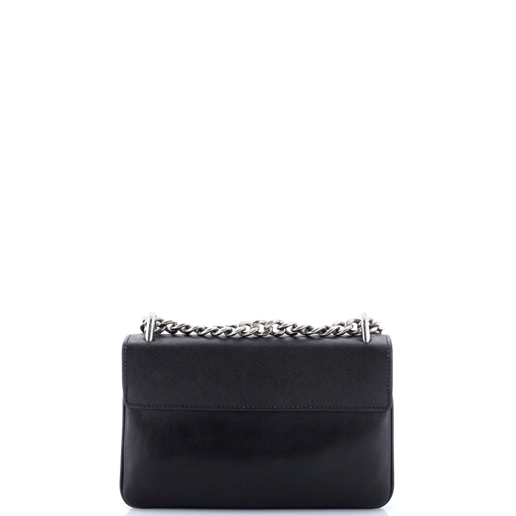 Chain Flap Crossbody Bag Tessuto and Saffiano Leather Medium