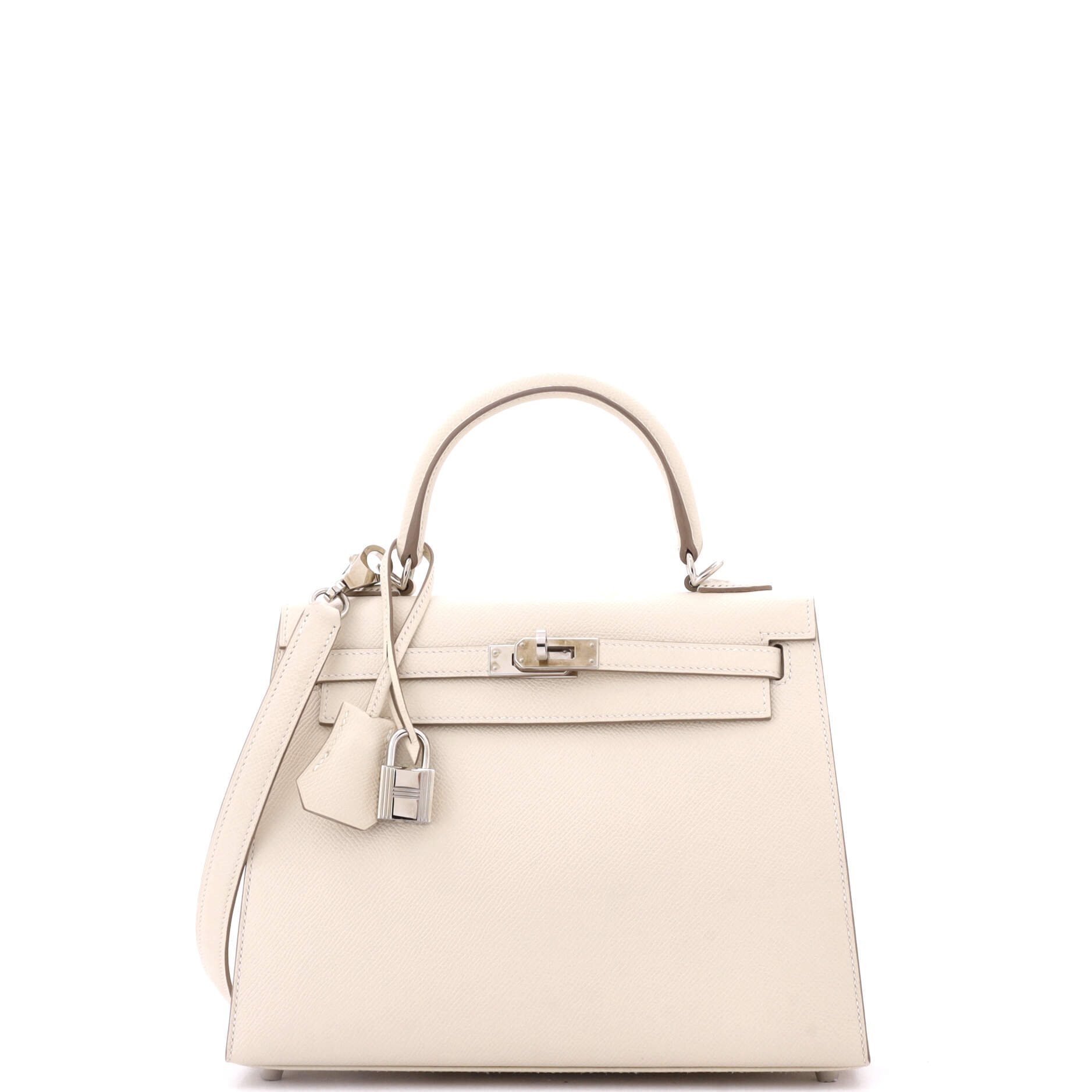 Kelly Handbag Light Epsom with Palladium Hardware 25