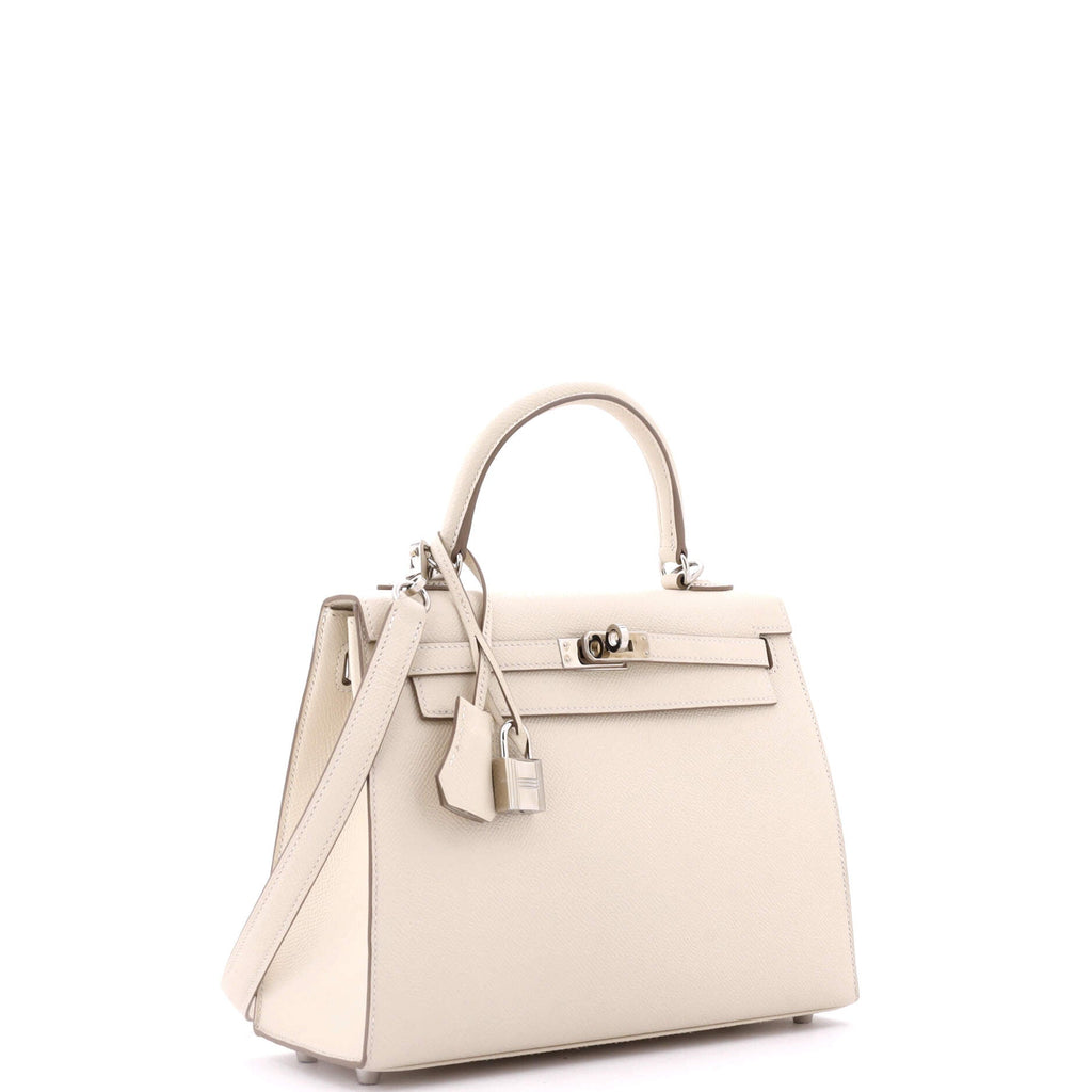 Kelly Handbag Light Epsom with Palladium Hardware 25