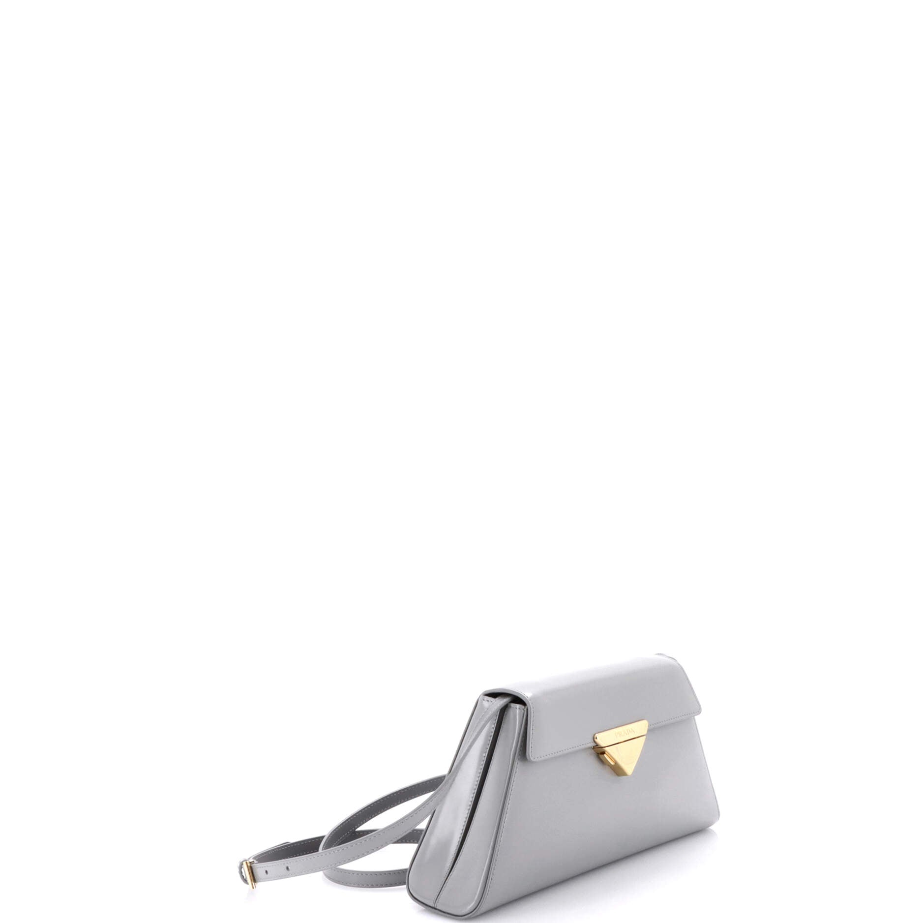 Trapezoid Flap Shoulder Bag Brushed Leather