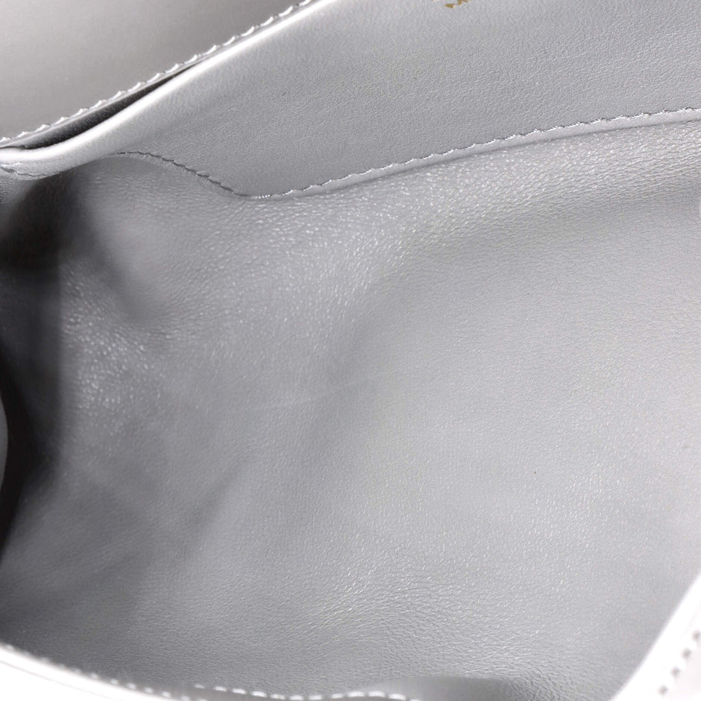 Trapezoid Flap Shoulder Bag Brushed Leather