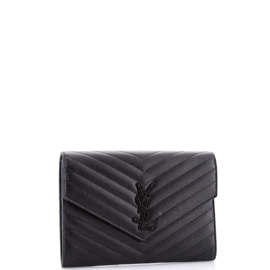 Classic Monogram Envelope Wristlet Clutch Matelasse Chevron Leather