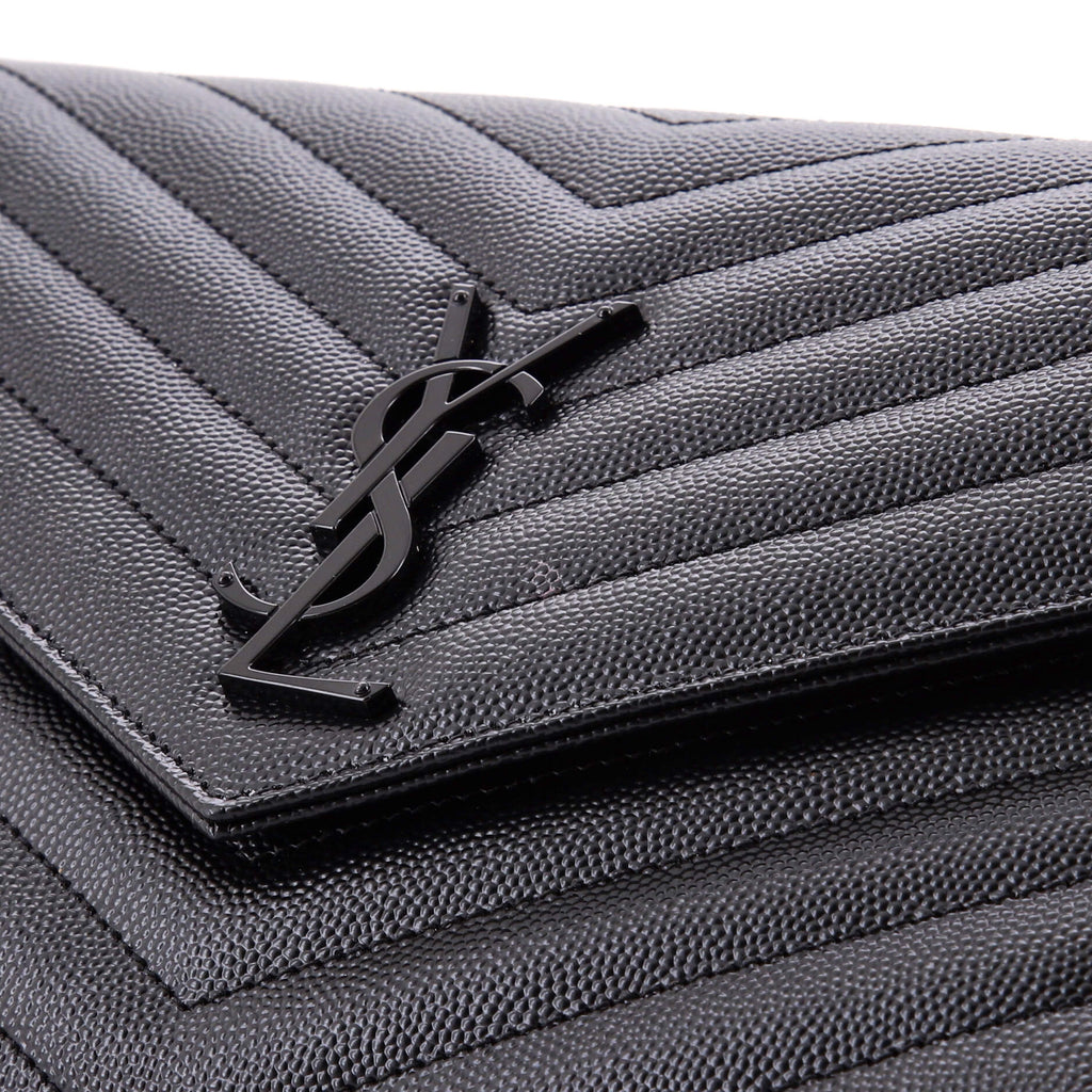 Classic Monogram Envelope Wristlet Clutch Matelasse Chevron Leather