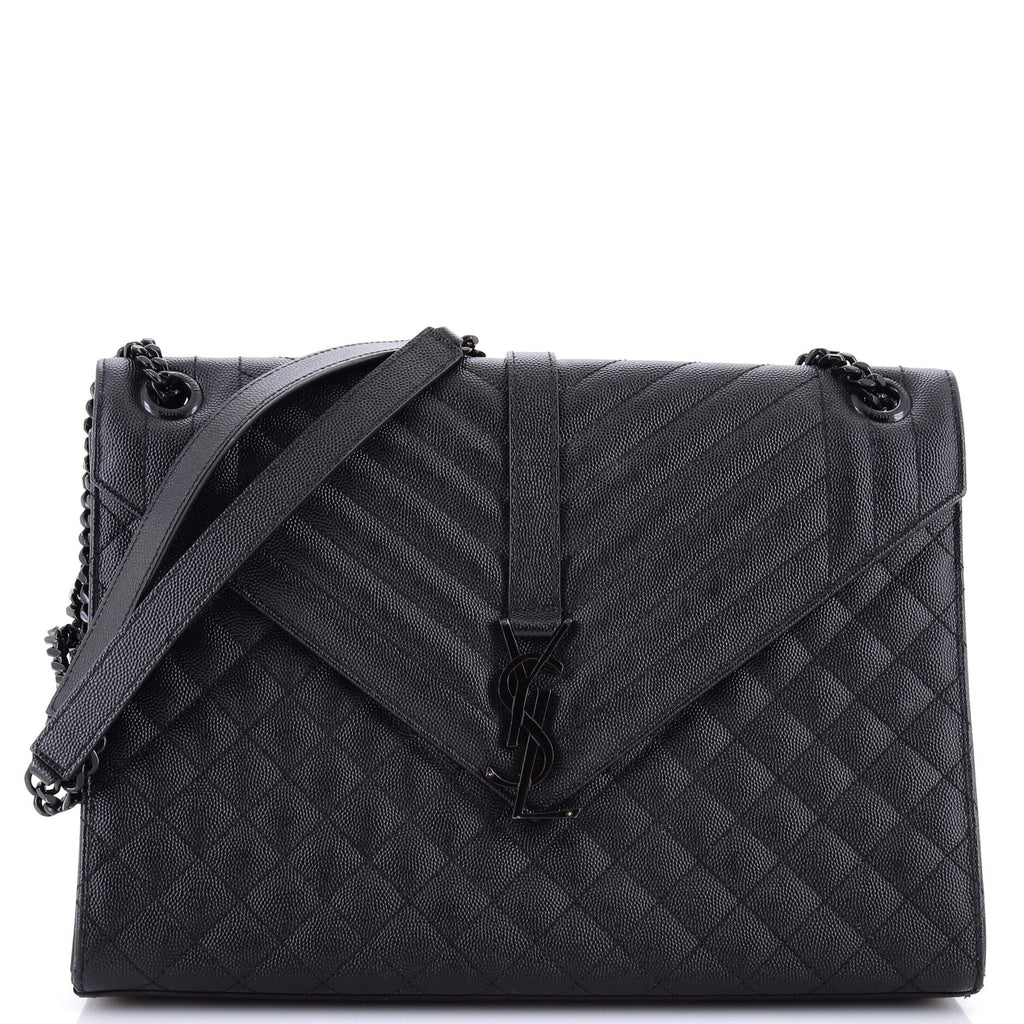 Classic Monogram Envelope Satchel Mixed Matelasse Leather Large