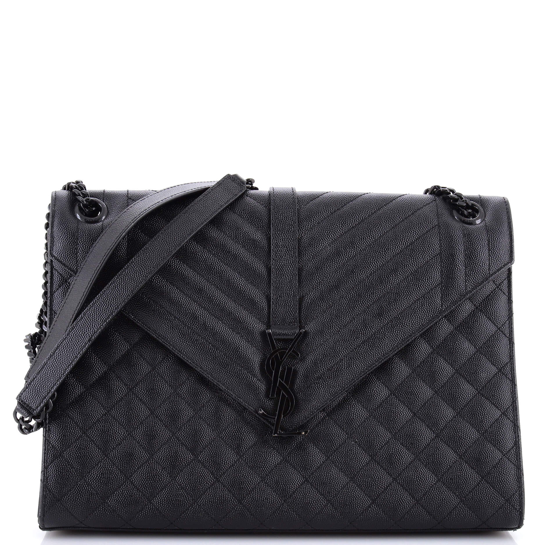 Classic Monogram Envelope Satchel Mixed Matelasse Leather Large