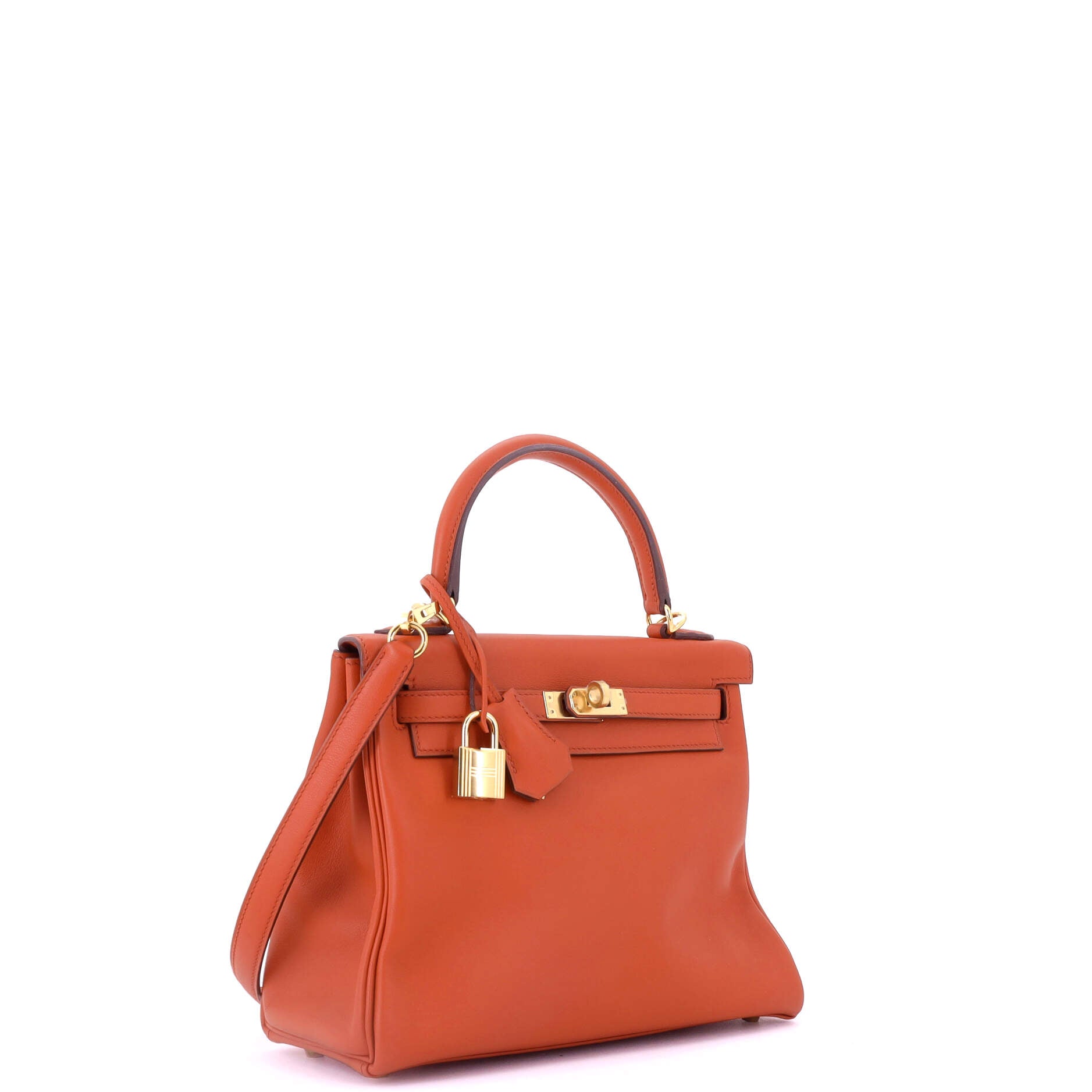 Kelly Handbag Terre Battue Swift with Gold Hardware 25