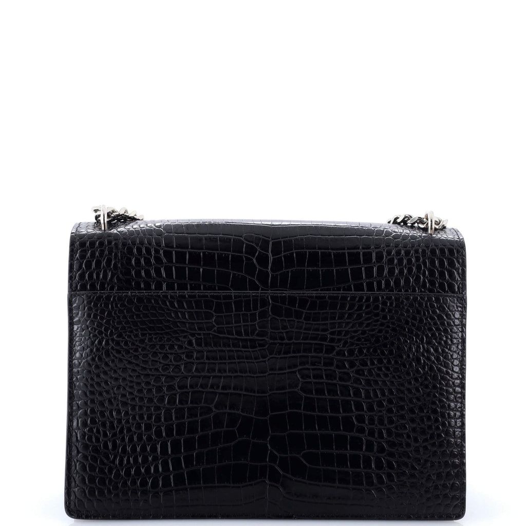 Sunset Crossbody Bag Crocodile Embossed Leather Large