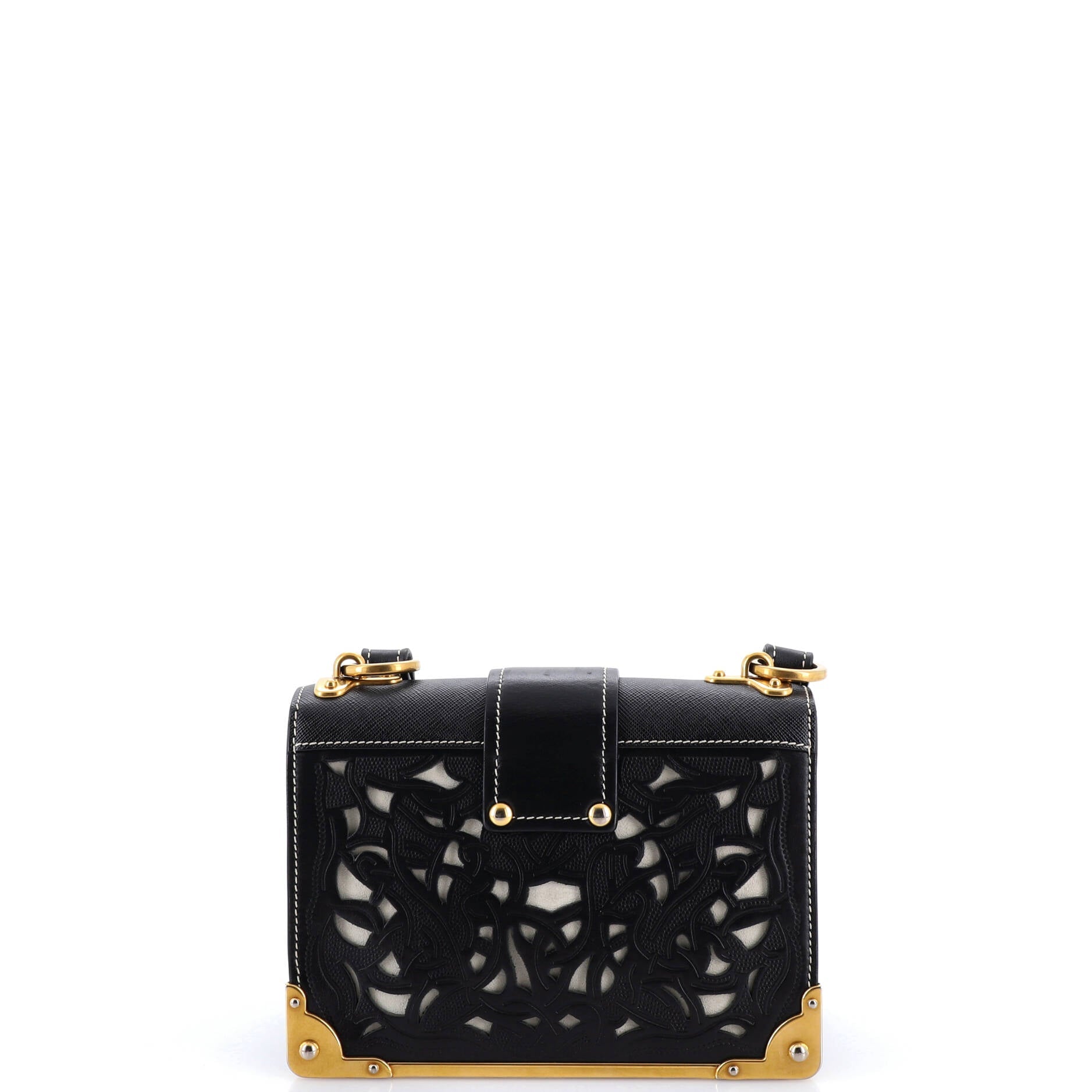 Cahier Crossbody Bag Studded Laser Cut Leather Small