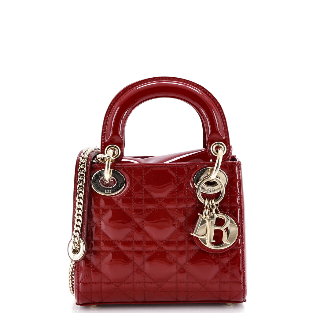 Lady Dior Chain Bag Cannage Quilt Patent Mini