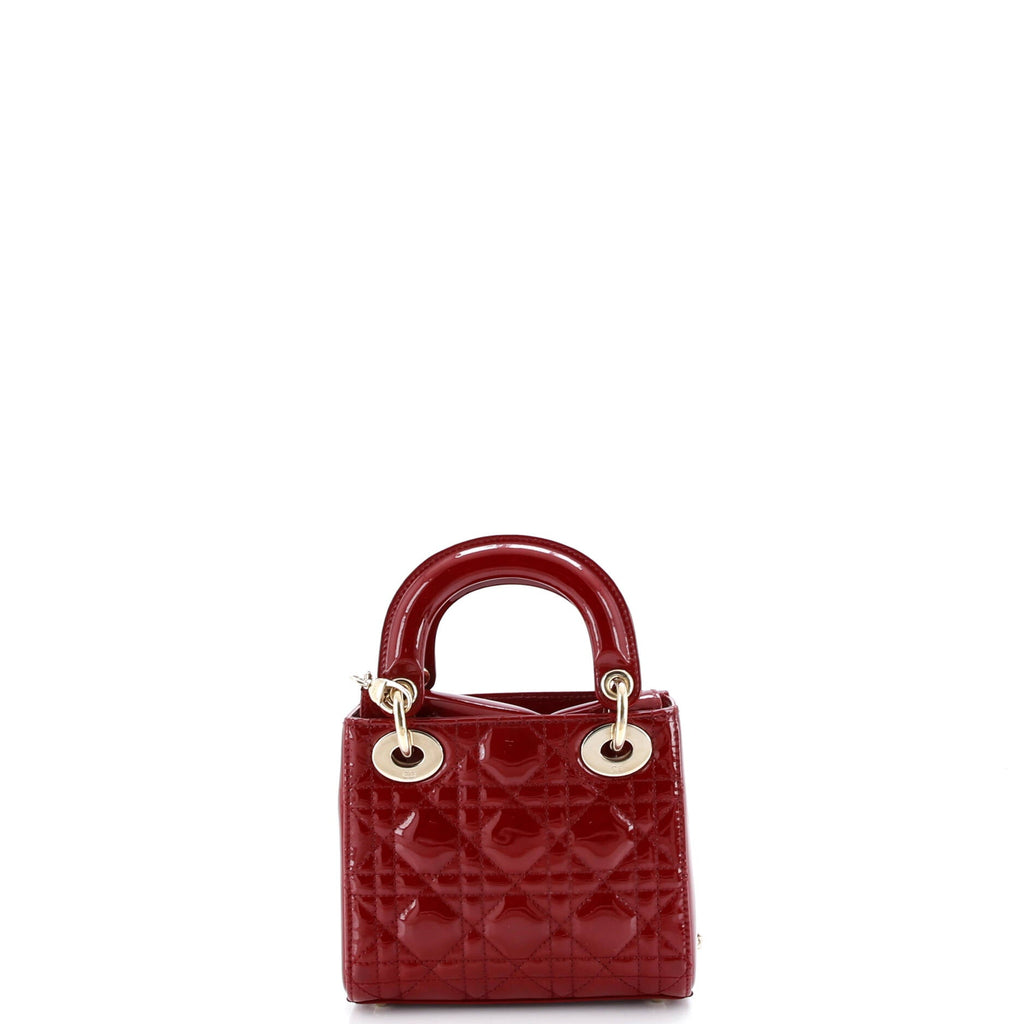 Lady Dior Chain Bag Cannage Quilt Patent Mini