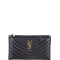 Classic Monogram Zip Bill Pouch Matelasse Chevron Leather Medium