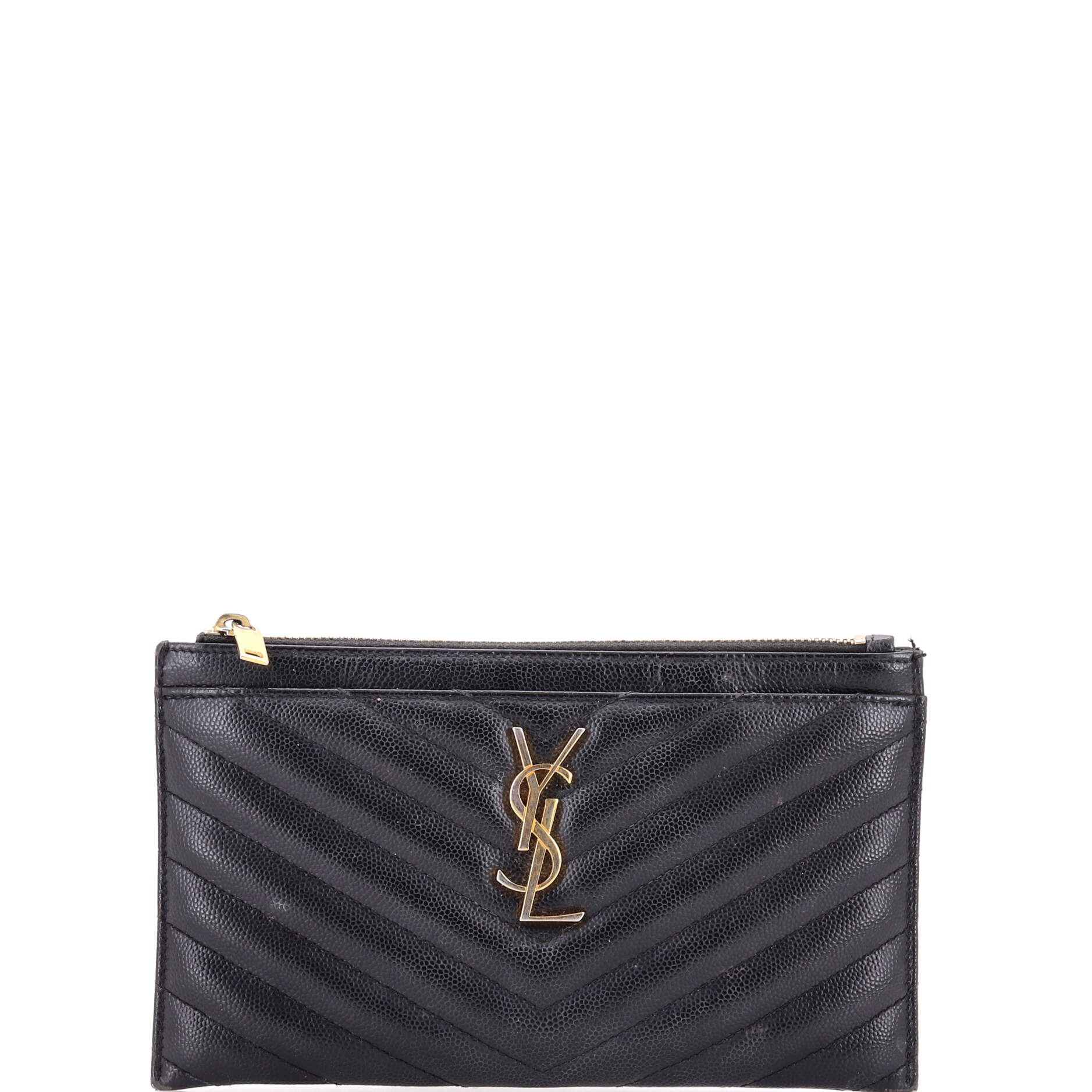 Classic Monogram Zip Bill Pouch Matelasse Chevron Leather Medium