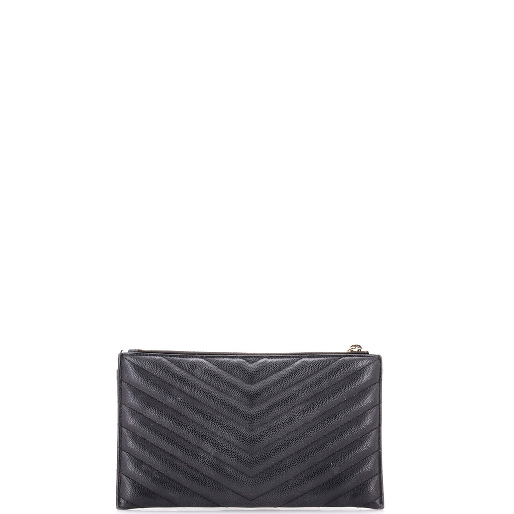Classic Monogram Zip Bill Pouch Matelasse Chevron Leather Medium