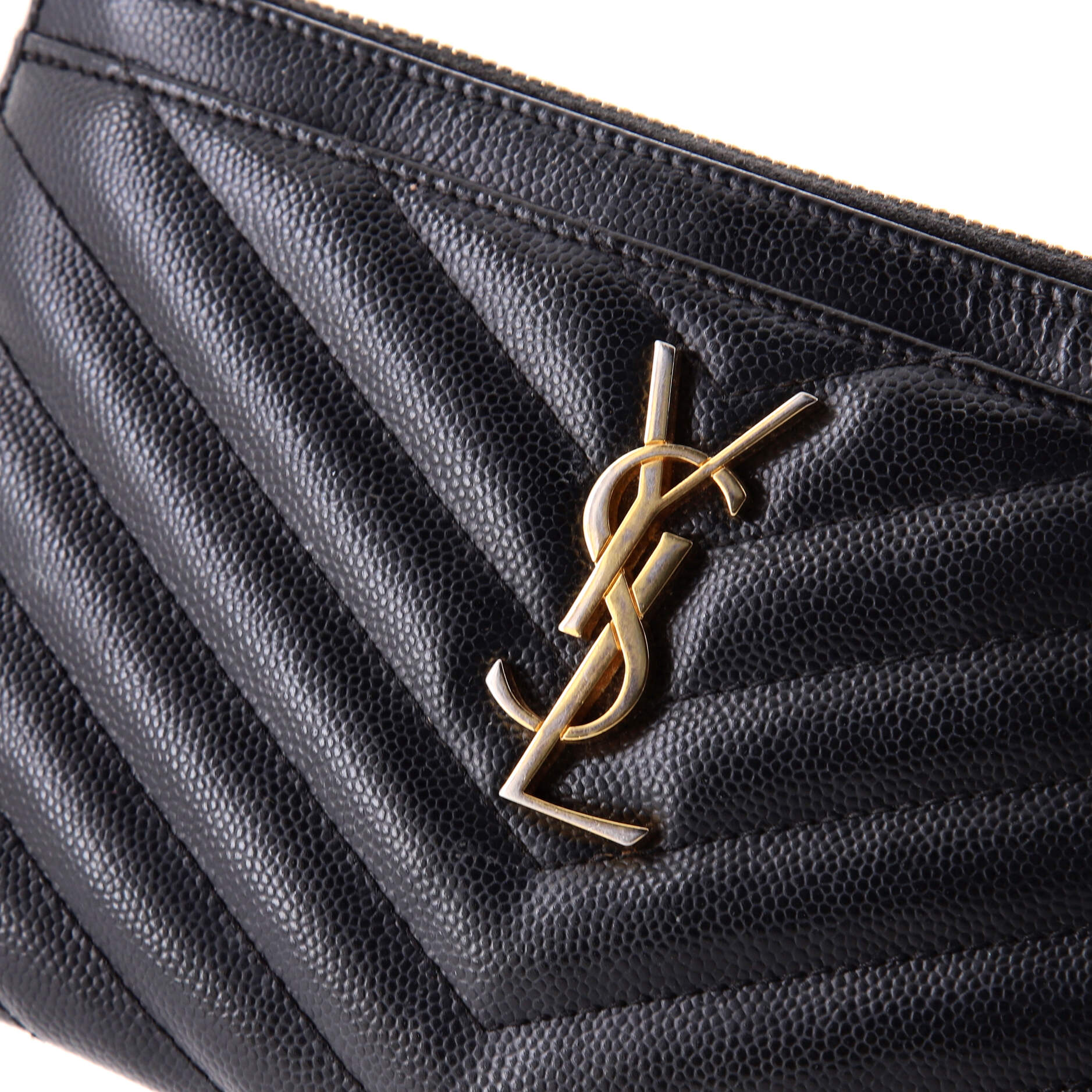 Classic Monogram Zip Bill Pouch Matelasse Chevron Leather Medium