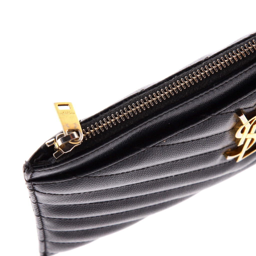 Classic Monogram Zip Bill Pouch Matelasse Chevron Leather Medium