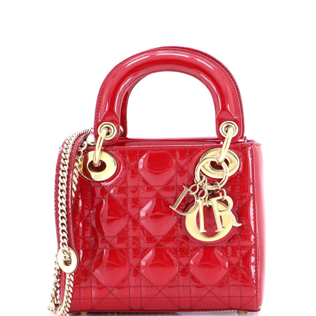 Lady Dior Chain Bag Cannage Quilt Patent Mini