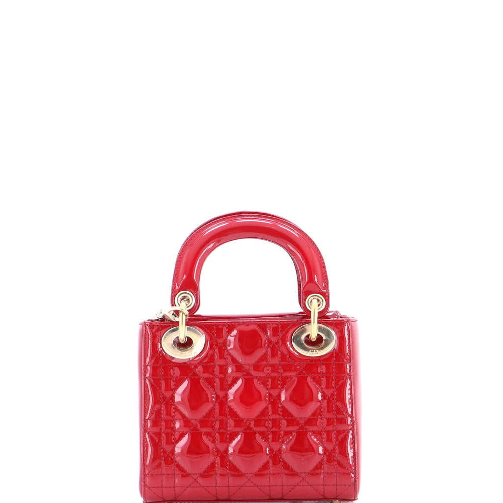 Lady Dior Chain Bag Cannage Quilt Patent Mini