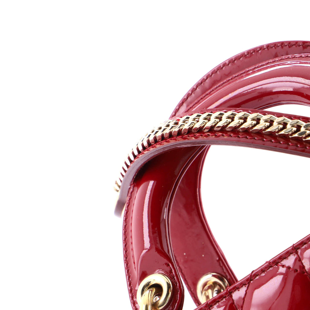 Lady Dior Chain Bag Cannage Quilt Patent Mini