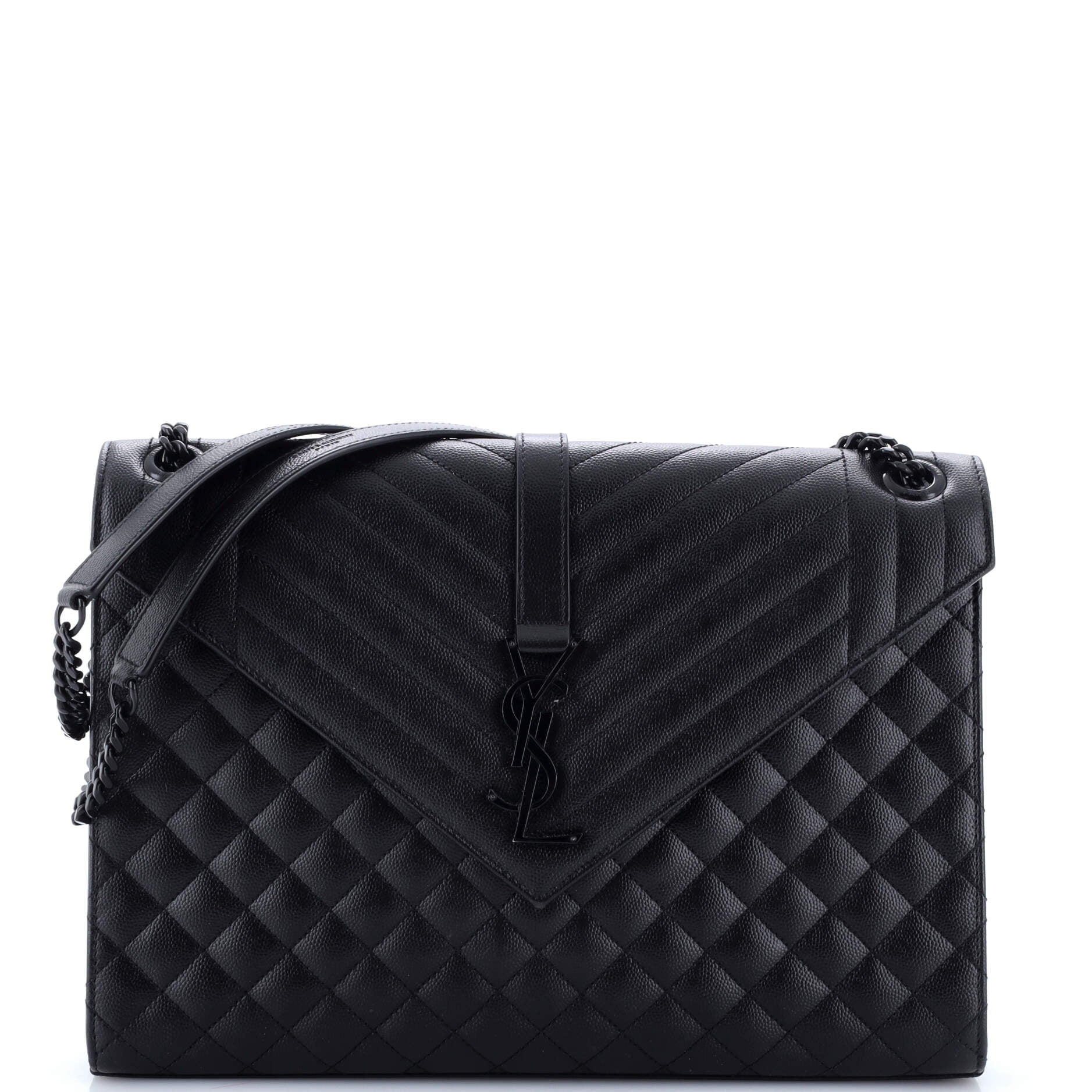 Classic Monogram Envelope Satchel Mixed Matelasse Leather Large
