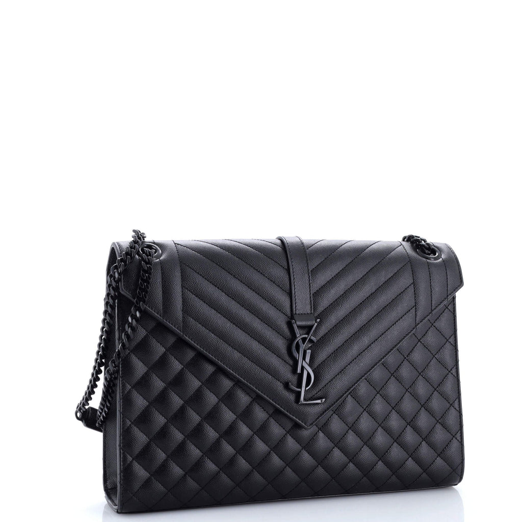 Classic Monogram Envelope Satchel Mixed Matelasse Leather Large